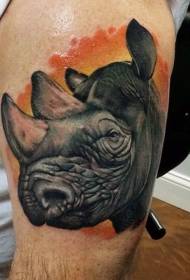 shoulder color realistic rhinoceros head tattoo picture