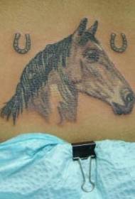 waist horse head and two horseshoe tattoo designs