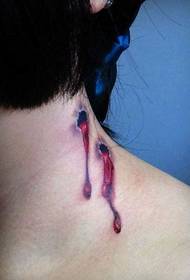 nek klassiek kogelgat bloed drop tattoo patroon