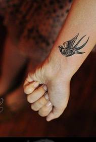 一幅手腕燕子纹身图案
