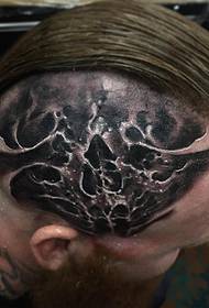 Машка глава европска и американска шема на тетоважа со темни черепи
