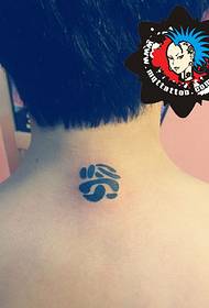 Hangzhou Moqingtang Tattoo show works: neck Chinese character tattoo 33492-Neck good-looking moon stars tattoo pattern