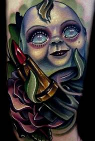 bras tatouage de poupée effrayant de style moderne de couleur