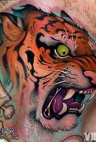 neck creative domineering tiger head tattoo works shared by the tattoo museum
