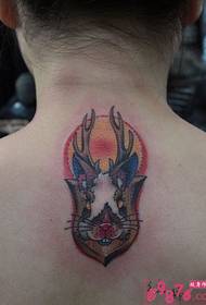 cute rabbit antlers creative neck tattoo picture