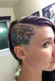 गहने टैटू पैटर्न के साथ महिला सिर तेंदुए सिर