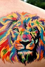 shoulder cute color lion head tattoo picture