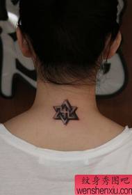 a super popular The back neck of the six-pointed star tattoo pattern