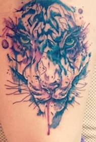 arm water color tiger head tattoo pattern