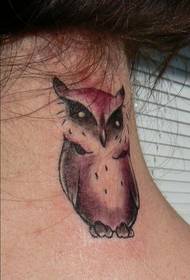 neck style owl pattern tattoo