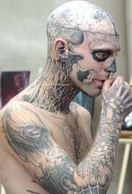 Men full of head horror tattoos