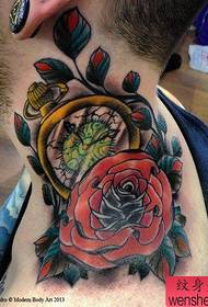 tatuiruotė Xiu Tu, rekomenduokite kaklo kišenę žiūrėti rožių tatuiruotę