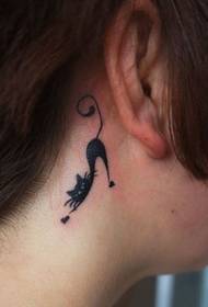 beauty neck totem cat tattoo pattern