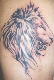 immagine tatuaggio spalla tribale marrone testa di leone