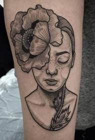 arm point painting style big poppies woman portrait tattoo