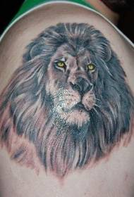 male shoulder color gold eye lion head tattoo picture