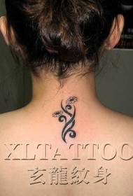 female neck back totem flower tattoo Picture