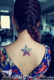 female neck color Starry five-pointed star tattoo pattern