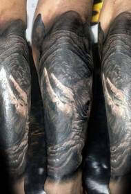 arm black gray realistic big rhinoceros head tattoo pattern