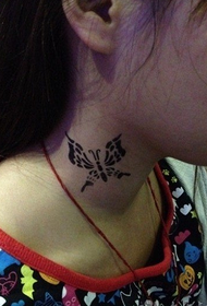 Totem Butterfly Tattoo at the Neck