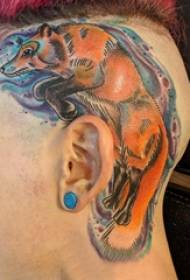negenstaartige vos tattoo foto meisjeshoofd gekleurde Fox tattoo foto