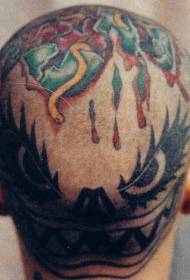 head color skull monster tattoo pattern