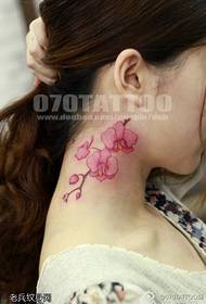 female neck color plum tattoo pattern
