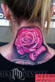 Слика на Тетоважа: Убава шема за тетоважа со розова слика Слика на вратот за убавина 33814-Здравствена форма на тетоважа: Нејзиниот образ за attубов на тетоважа на вратот