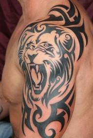 male shoulder black tribal tiger tattoo pattern