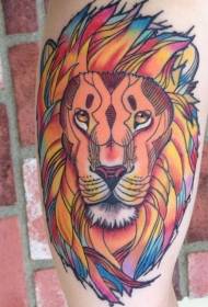 noha barva kreslený lví hlava tetování vzor