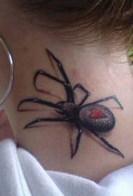 一幅脖子处蜘蛛纹身图案