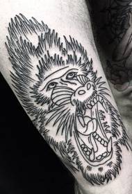 coapsa linii alb-negru model de tatuaj avatar babuin