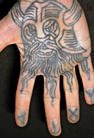 model de tatuaj avatar simplu viking războinic mâna