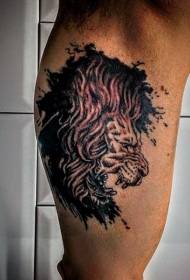 leg Brown lion head avatar tattoo pattern