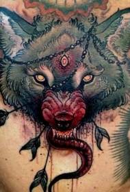 kulay ng ulo nakakatakot madugong demonyo lobo tattoo larawan