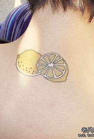 a woman's neck lemon tattoo pattern