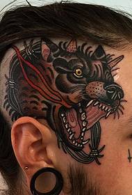head school wolf head Painted tattoo pattern