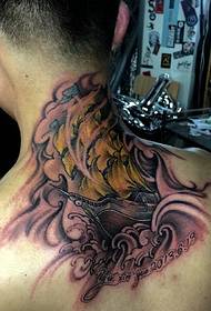 Personality Totem Tattoo on Men's Back Neck