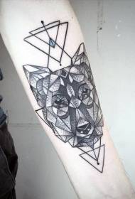 arm simple geometric style wolf head tattoo pattern