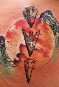 läskiga mångfärgade pilar och mystiska cirkelens tatueringsmönster