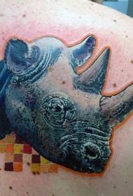 shoulder modern style color realistic rhinoceros head tattoo picture