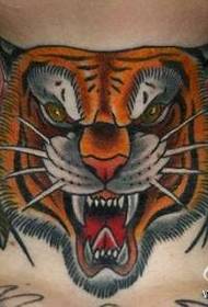 popular classic tiger head tattoo pattern at the neck