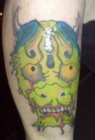 leg green gargoyle head tattoo pattern