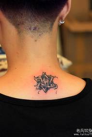 Neck six-point star na pattern ng tattoo
