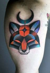 arm illustration style color small fox head tattoo pattern