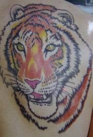 manlig axel färg tiger huvud tatuering mönster
