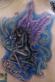 woman tattoo pattern: neck color elf wings tattoo pattern