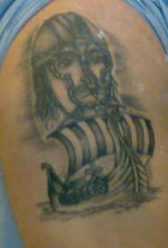 plecu pelēks vikingu tetovējums liels samuraju kuģa tetovējuma raksts