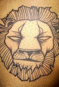 Bein schwarze Linie Löwenkopf Tattoo Bild