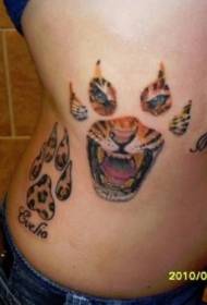waist color tiger paw print and tiger tattoo pattern